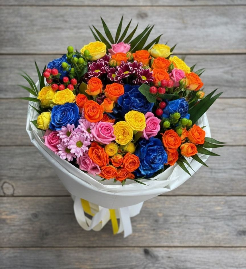 Букет цветов из: Розы и Хризантемы в Питкяранте