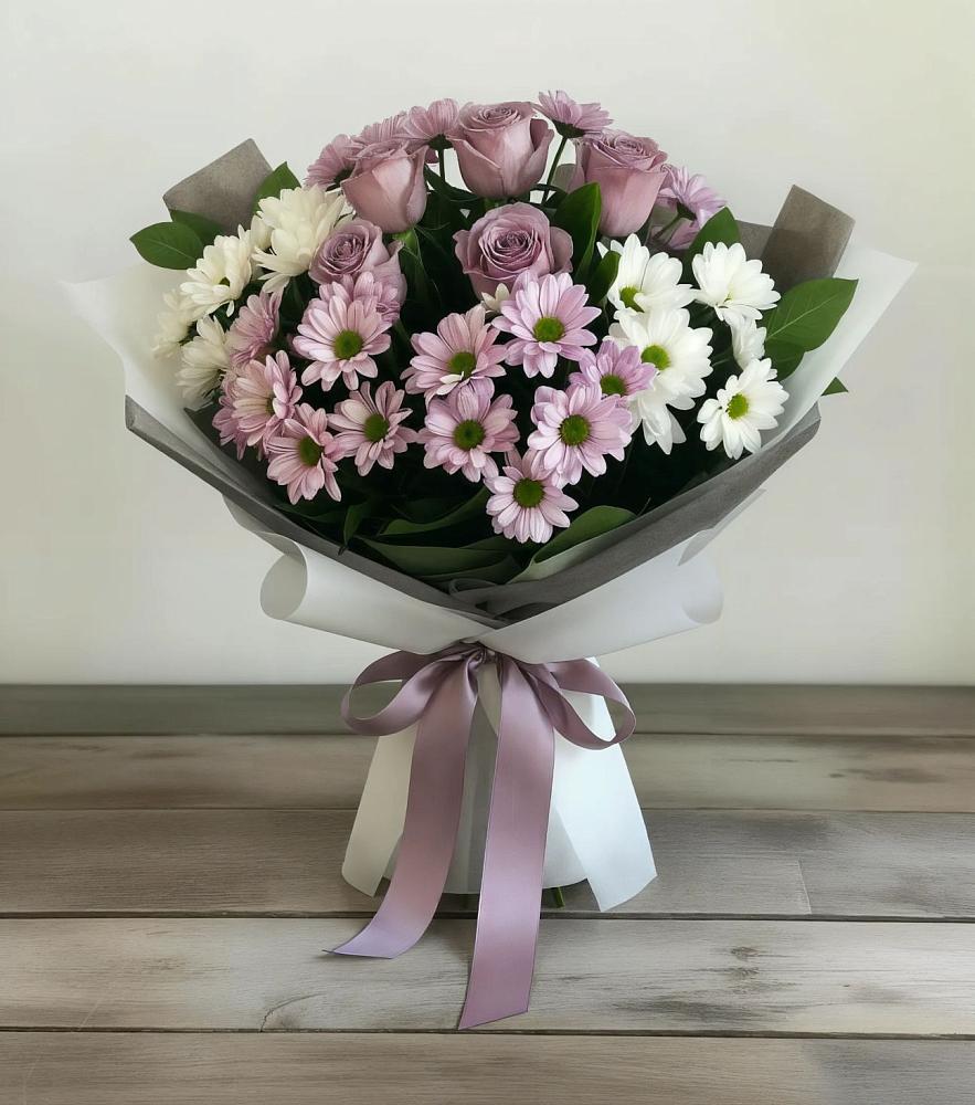 Букет цветов из: Хризантемы и Розы в Питкяранте