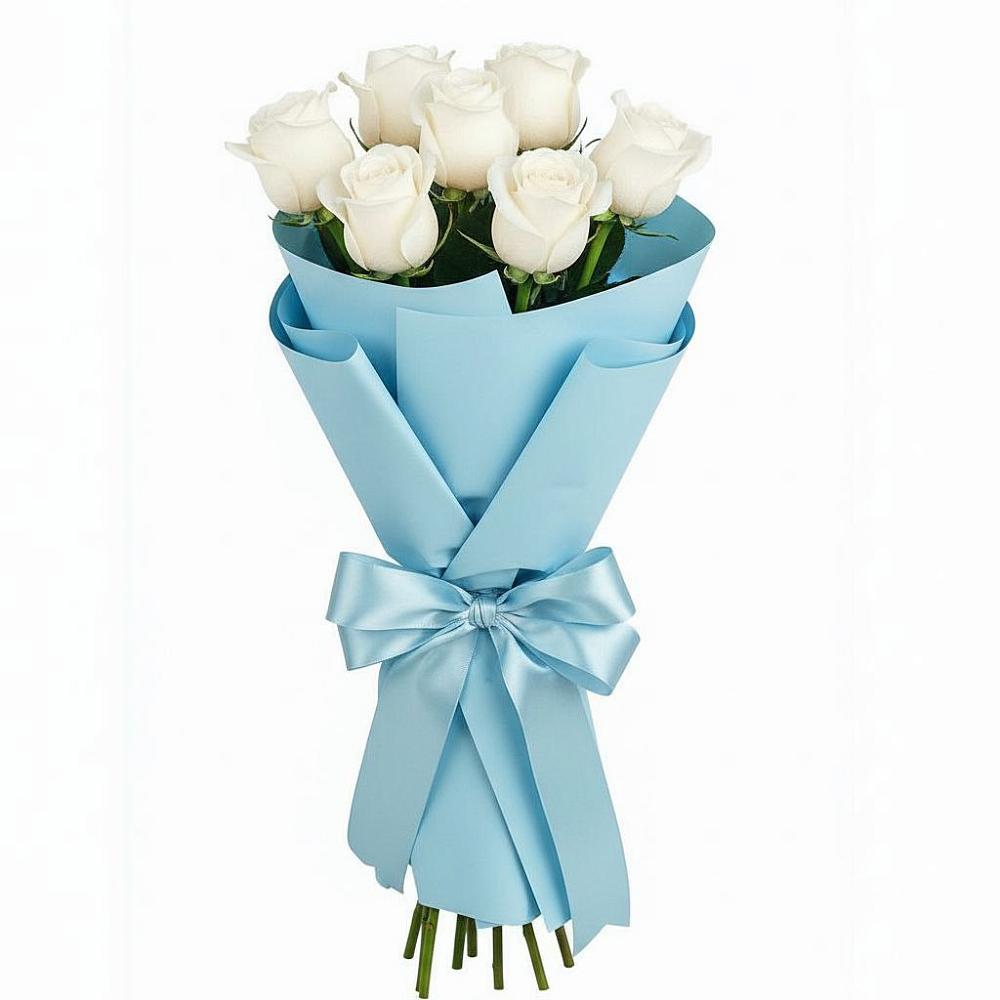 Букет 7 белых роз Проуд в Питкяранте