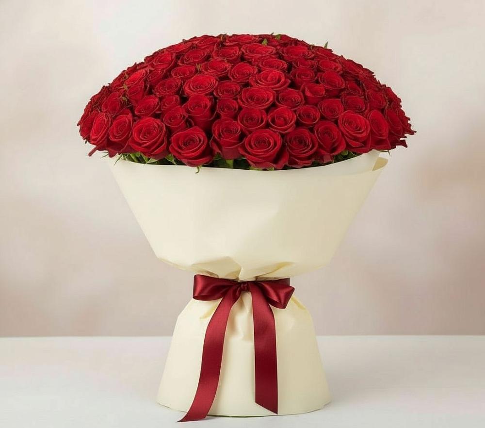 Букет 101 Красная роза Милано в Питкяранте