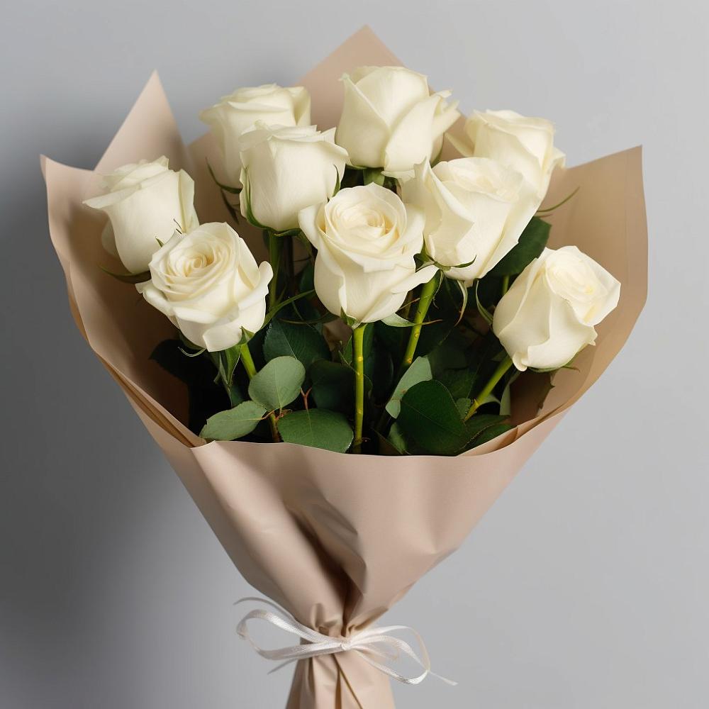 Букет 9 Белых роз Эдлесс Лав в Питкяранте