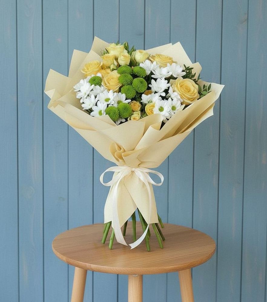 Букет цветов из: Хризантемы и Розы в Питкяранте