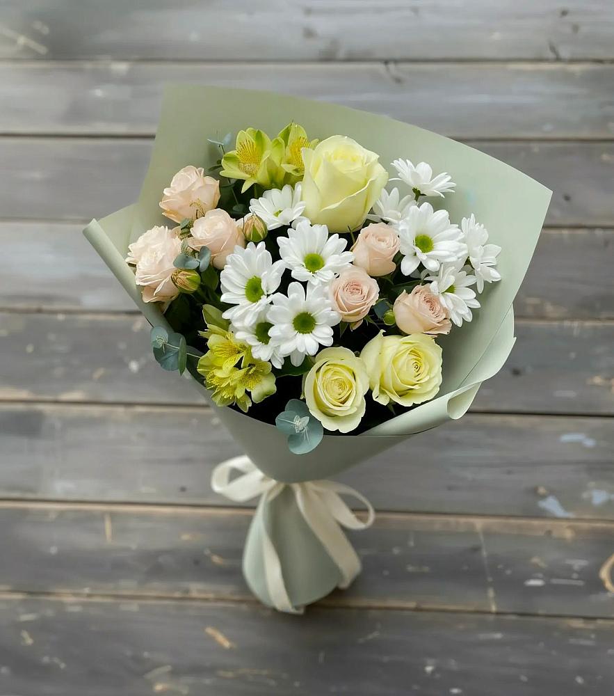 Букет цветов из: Альстромерии, Розы и Хризантемы в Питкяранте