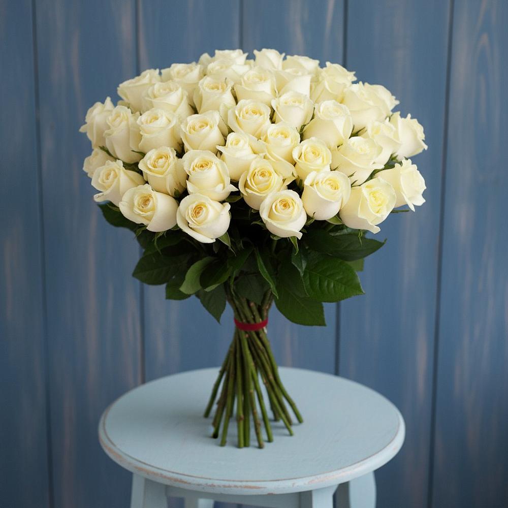 Букет 51 Белая роза Эдлесс Лав в Питкяранте