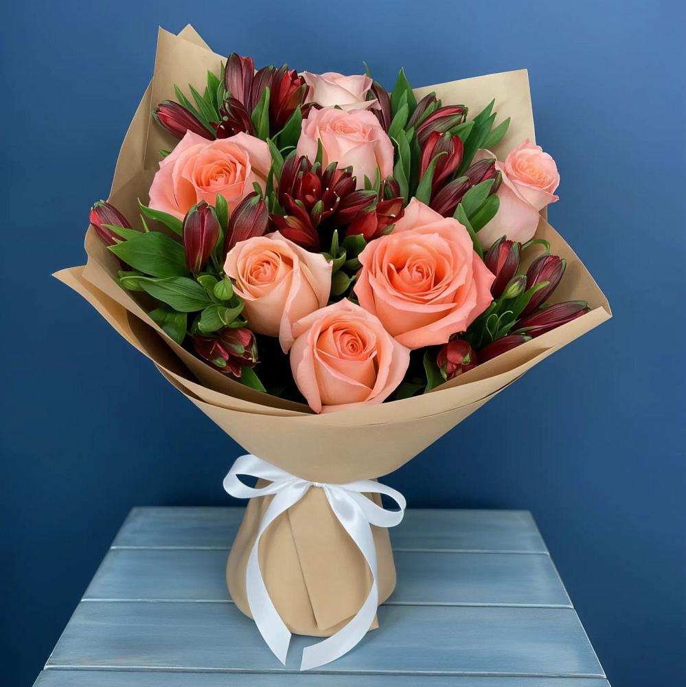 Букет цветов из: Розы и Альстромерии в Питкяранте