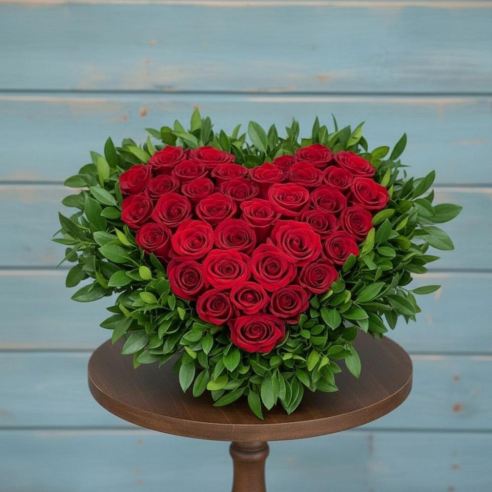 Цветочная композиция из Розы в виде сердца в Питкяранте