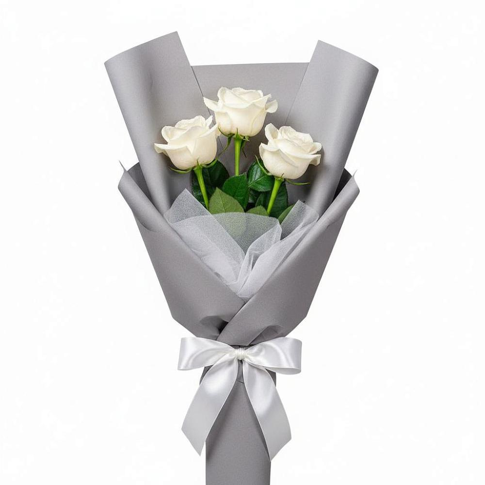 Букет 3 белые розы в Питкяранте