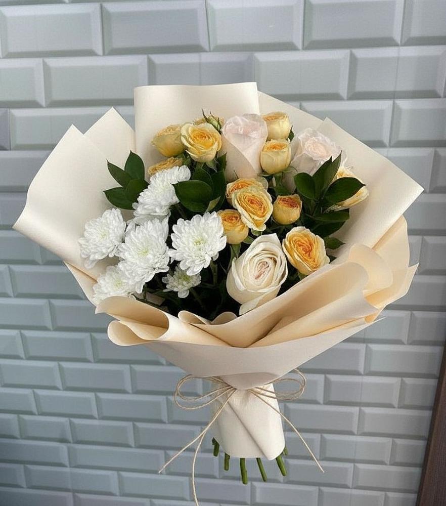 Букет цветов из: Розы и Хризантемы в Питкяранте