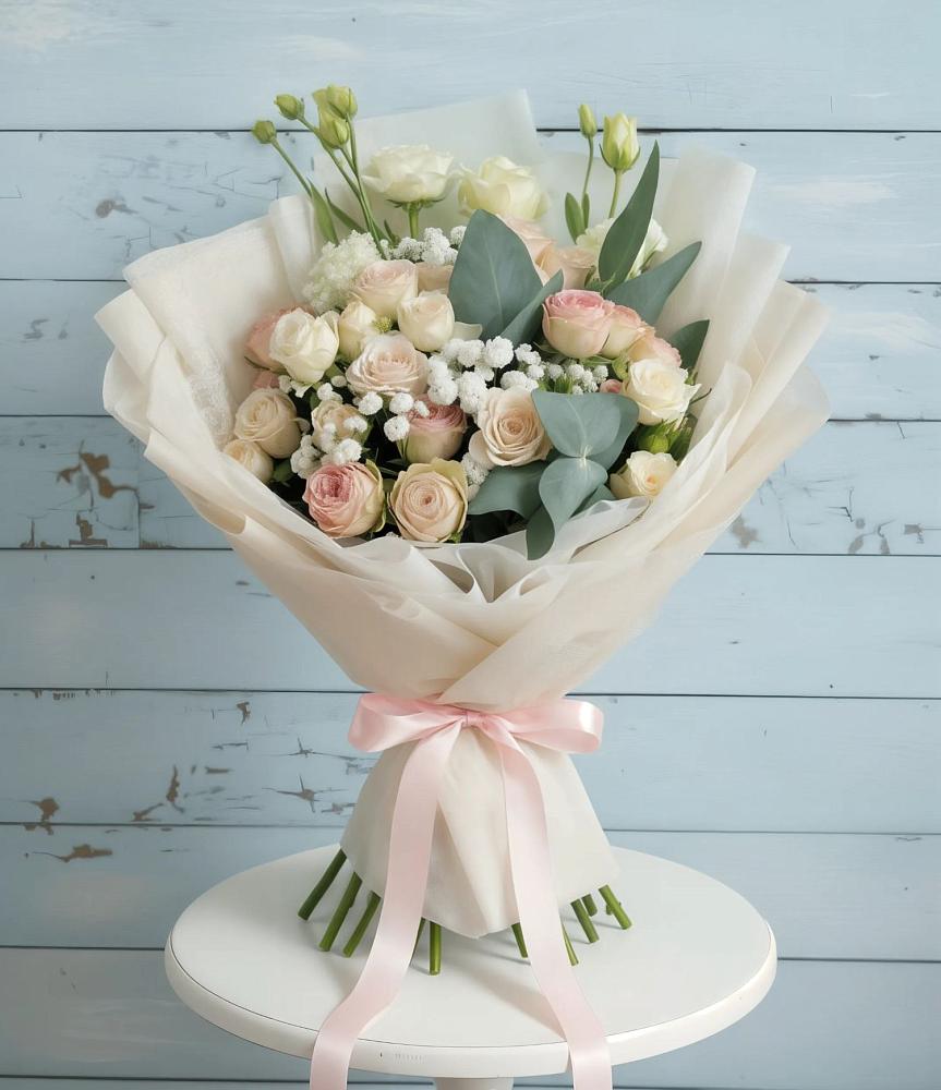 Букет цветов из: Розы и Лизиантусы в Питкяранте