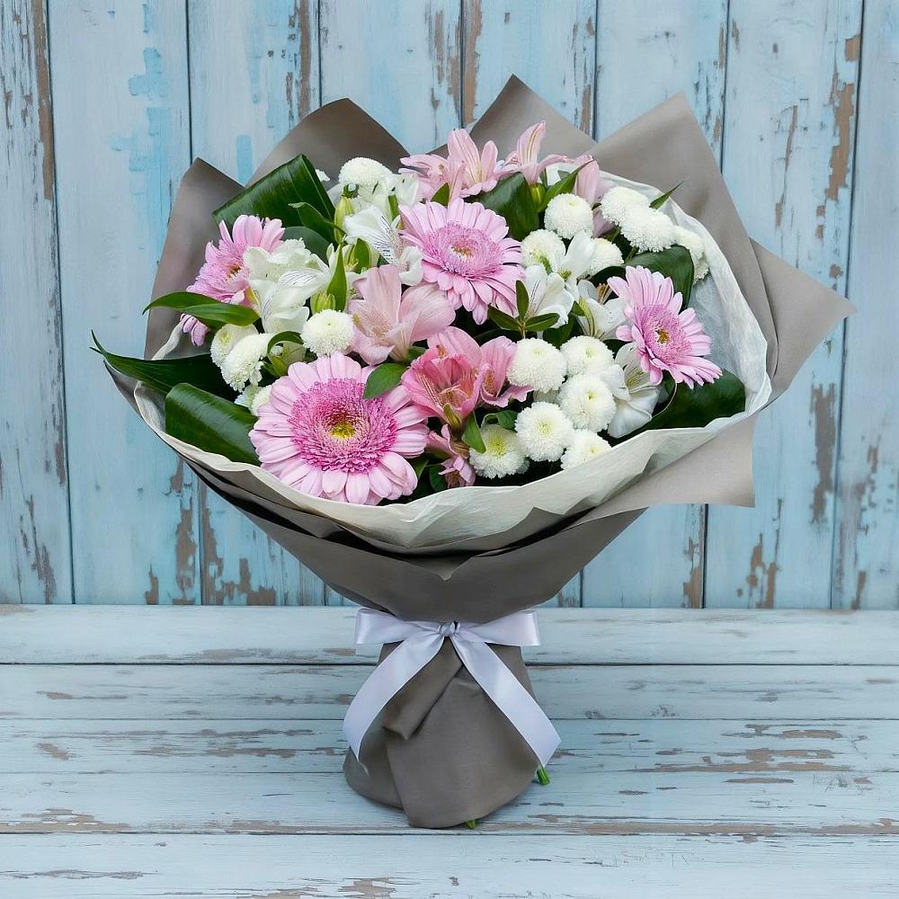 Букет цветов из: Герберы, Альстромерии и Хризантемы в Питкяранте